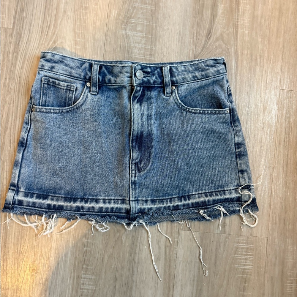 PacSun Frayed Hem Blue Denim Mini Skirt